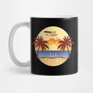 Vintage plane travel. Retro travel badge Mug